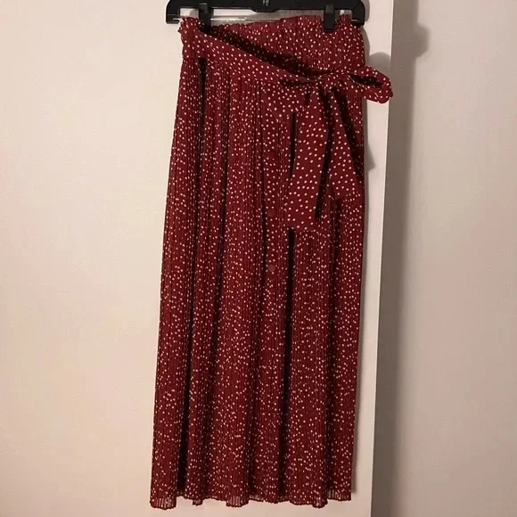 Zara Polka Dot Burgundy Skirt - Picture 7 of 7